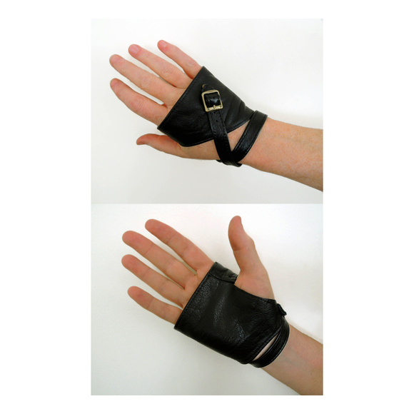 Leather half-gloves custom made by KvO Design - Picture 4 of 7